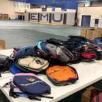 Table of backpacks