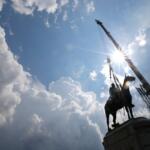 A crew removes the statue of Confederate Gen. Stonewall Jackson, July 1, 2020, in Richmond, Va.