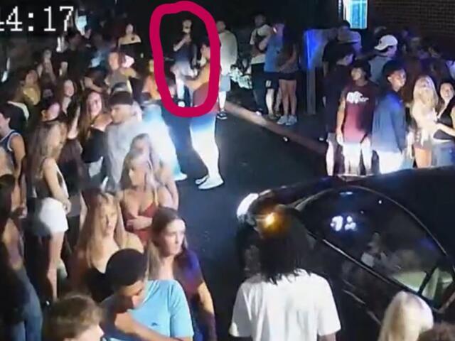 Suspect circled in security footage at a party