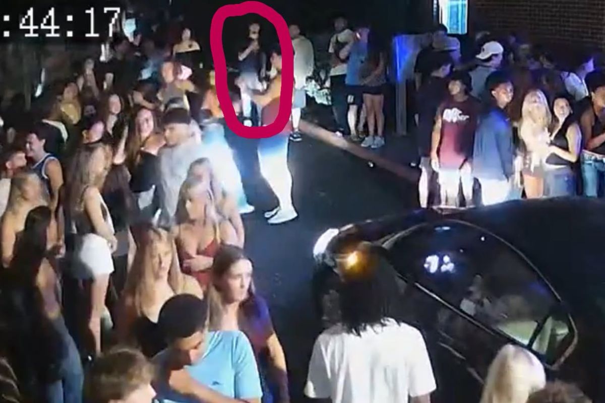 Suspect circled in security footage at a party