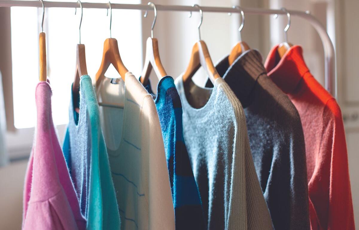 Shirts hanging on a rack
