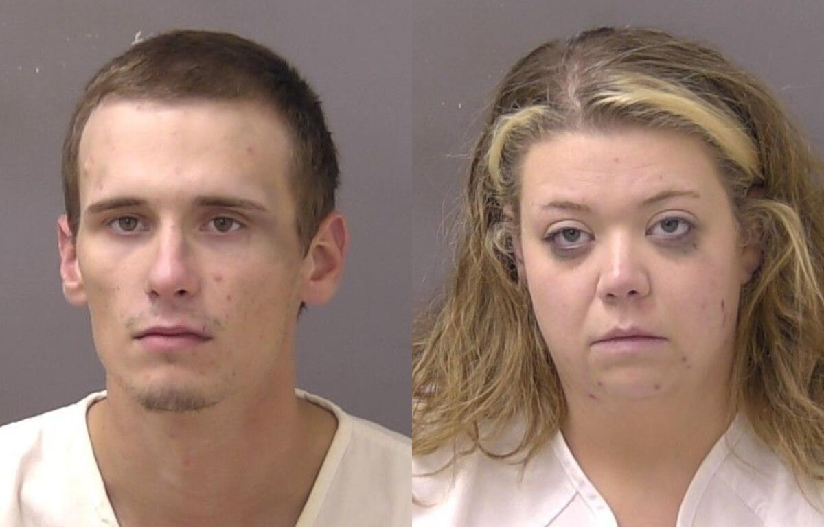 Mugshots of Zachary White and Megan Ball