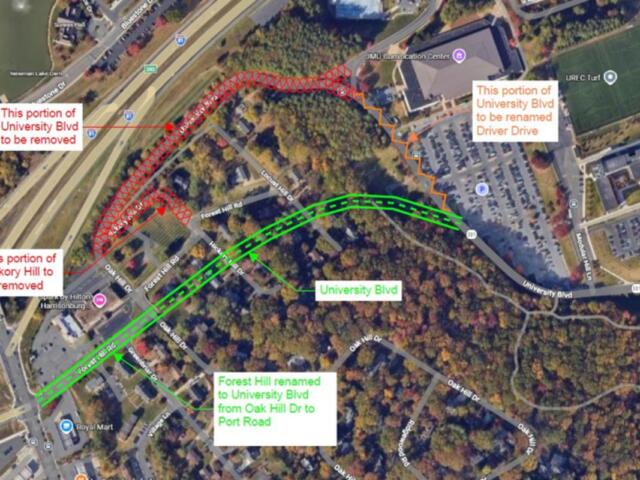 University Boulevard Realignment Map