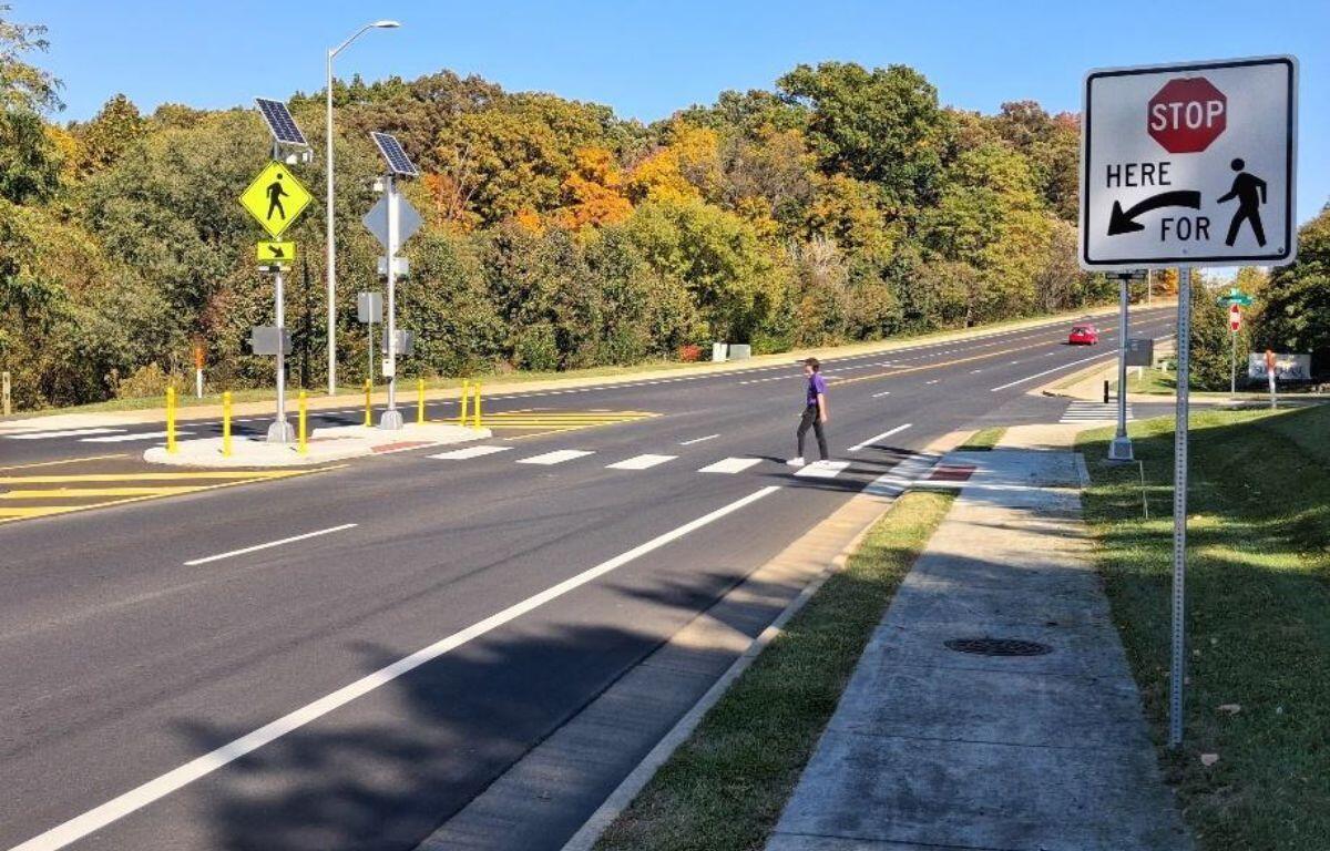 Person walking on crosswalk