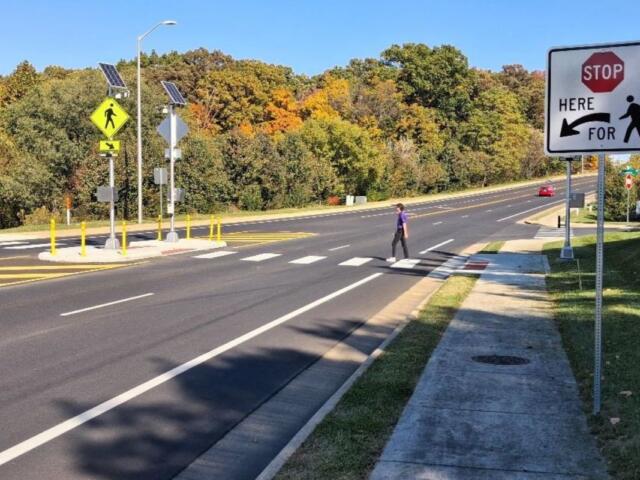 Person walking on crosswalk