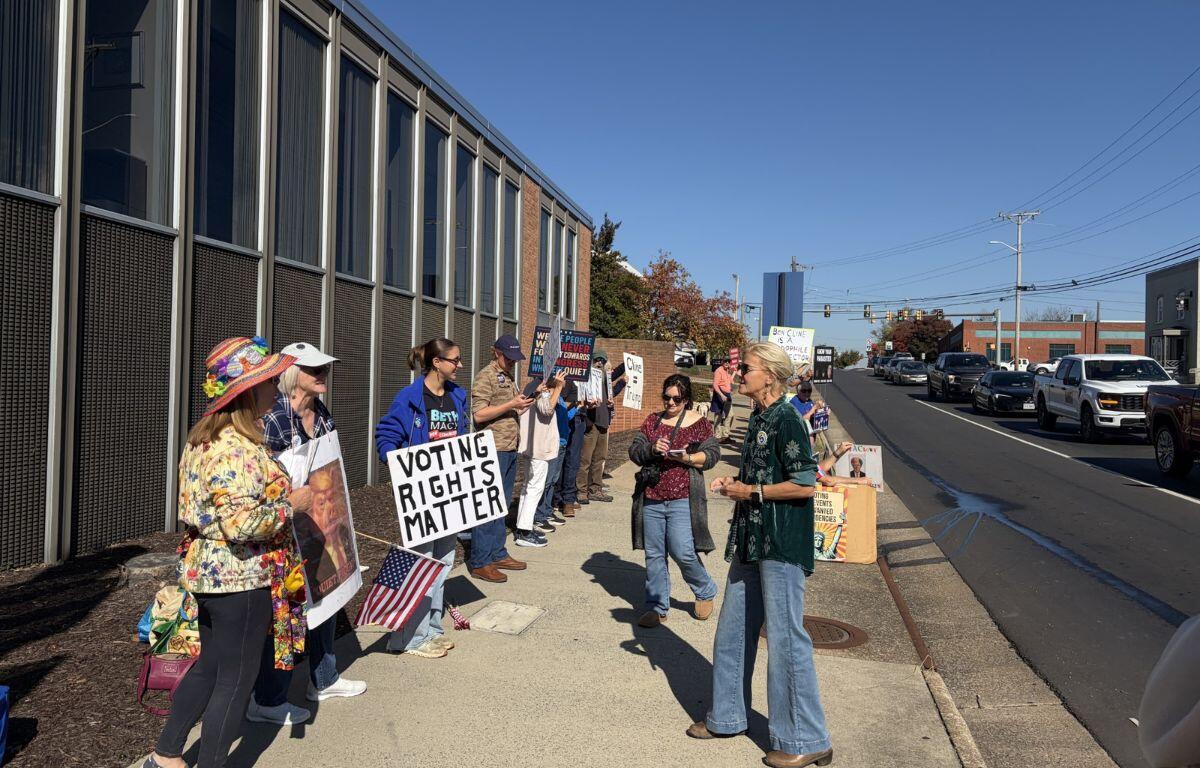Beth Macy joining the Rocktown Raging Grannies protest