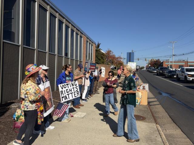 Beth Macy joining the Rocktown Raging Grannies protest