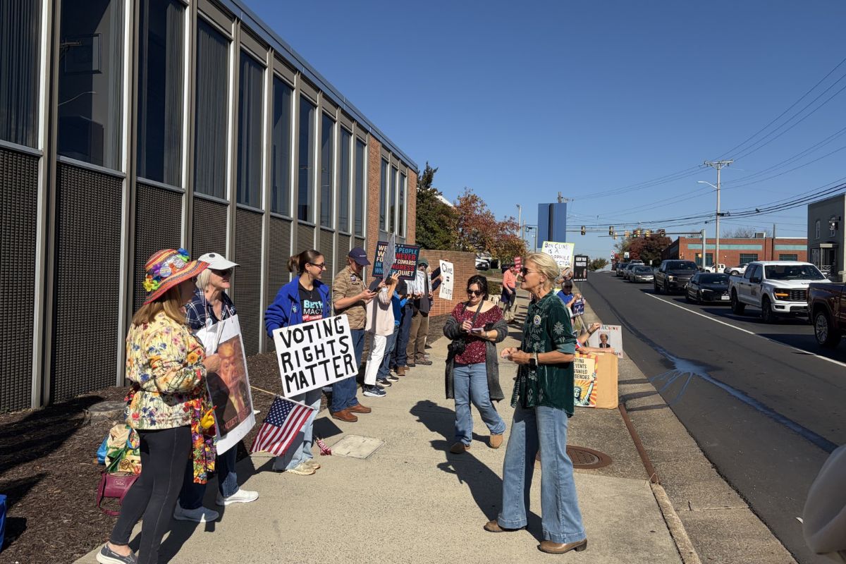 Beth Macy joining the Rocktown Raging Grannies protest