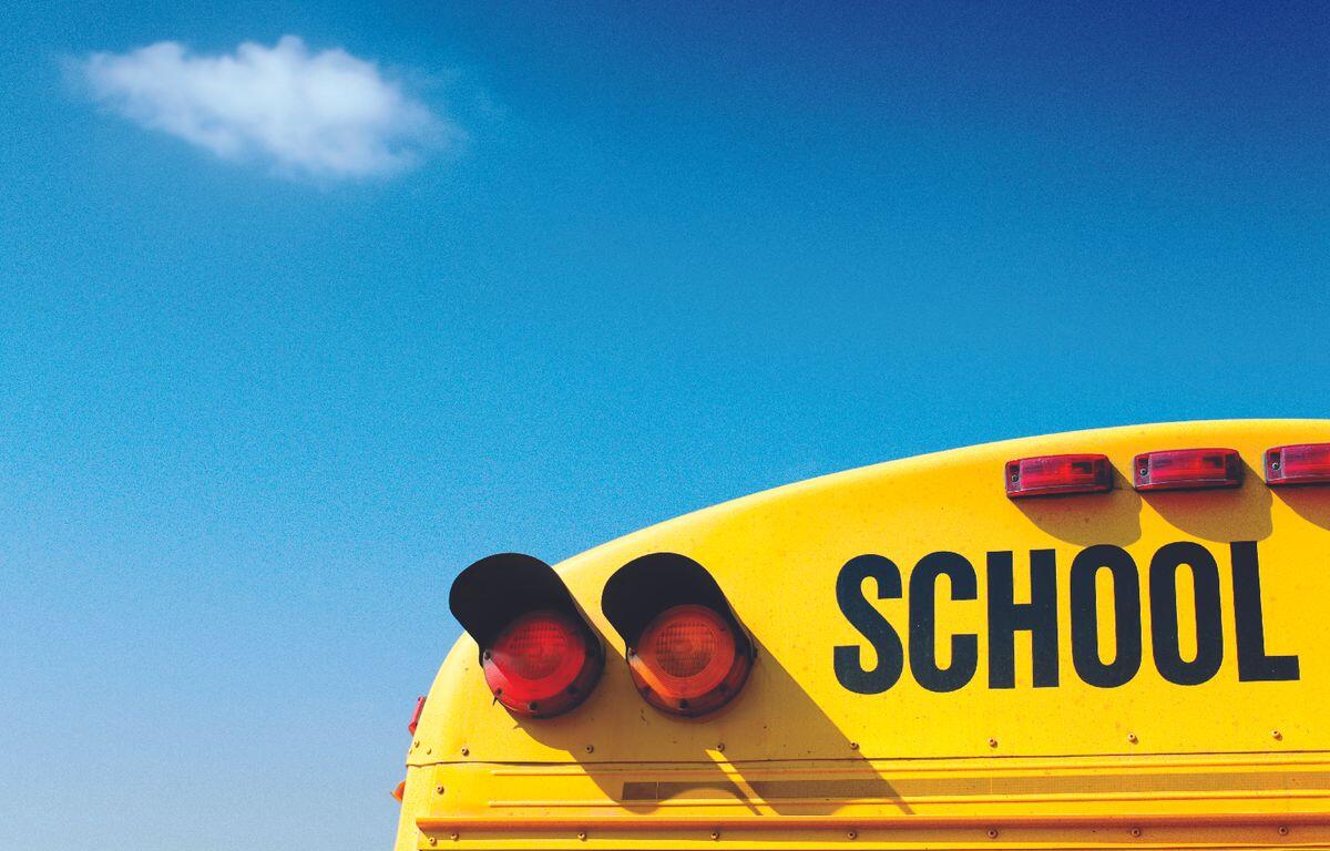 Top left corner of a school bus