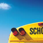 Top left corner of a school bus